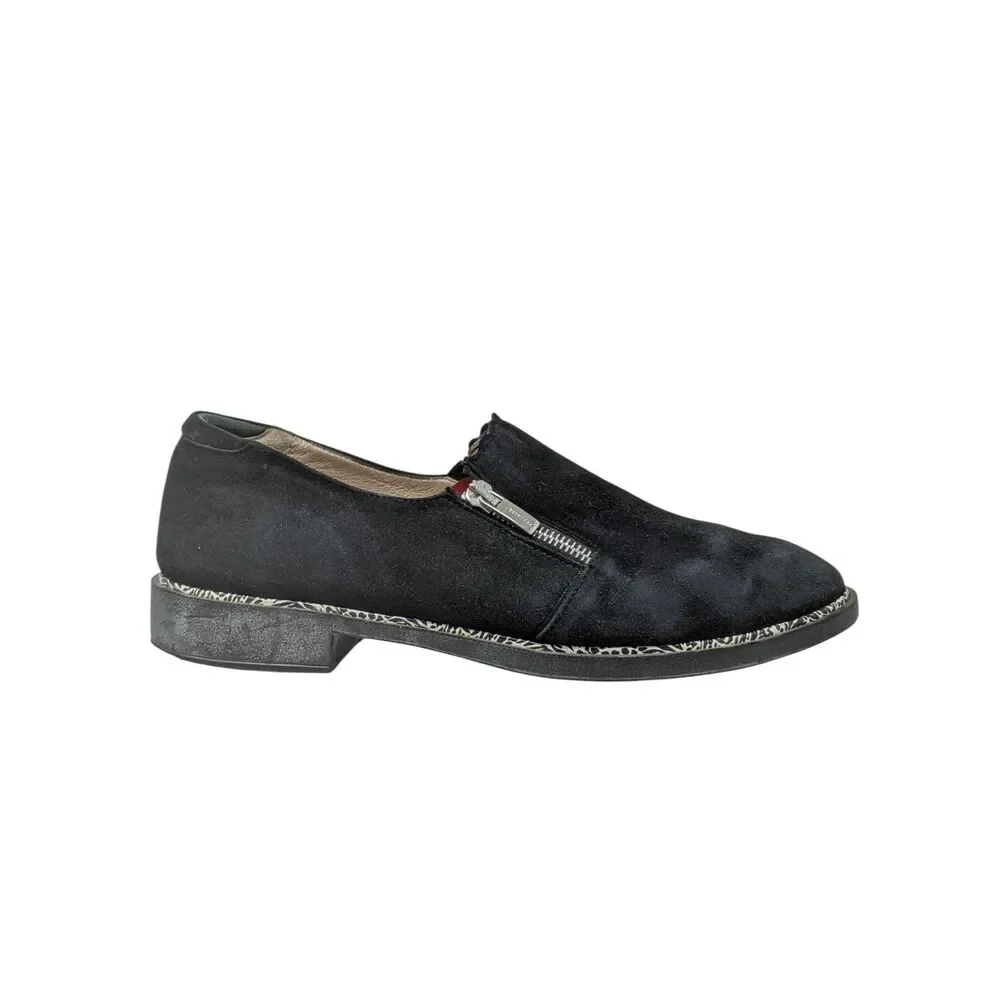 Beautifeel Issey Black Leather Side Zip Casual Loafers Shoes Womens 9